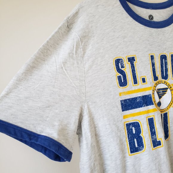 St Louis Blues T-Shirt Tee Mens Large Heathered Light Gray NHL Big Logo NWT - Picture 5 of 13